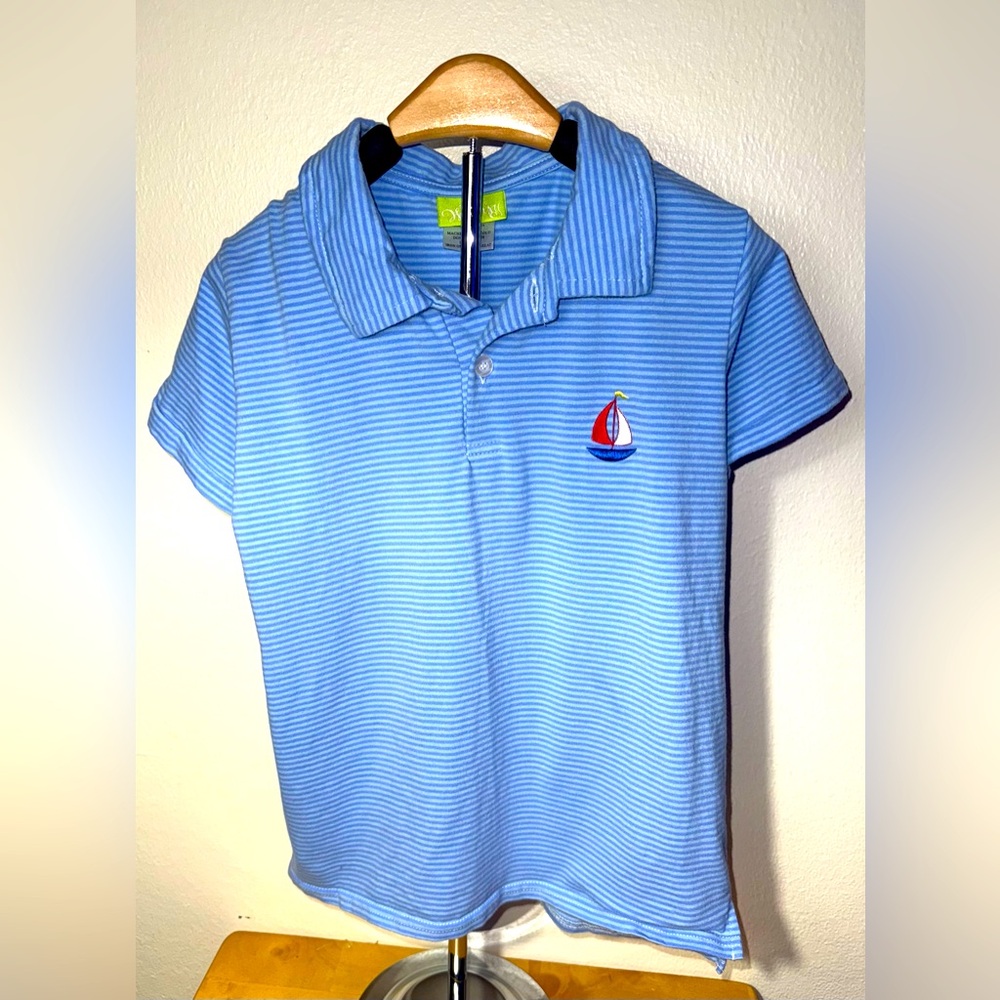Classic Whimsy boys blue polo, size 10